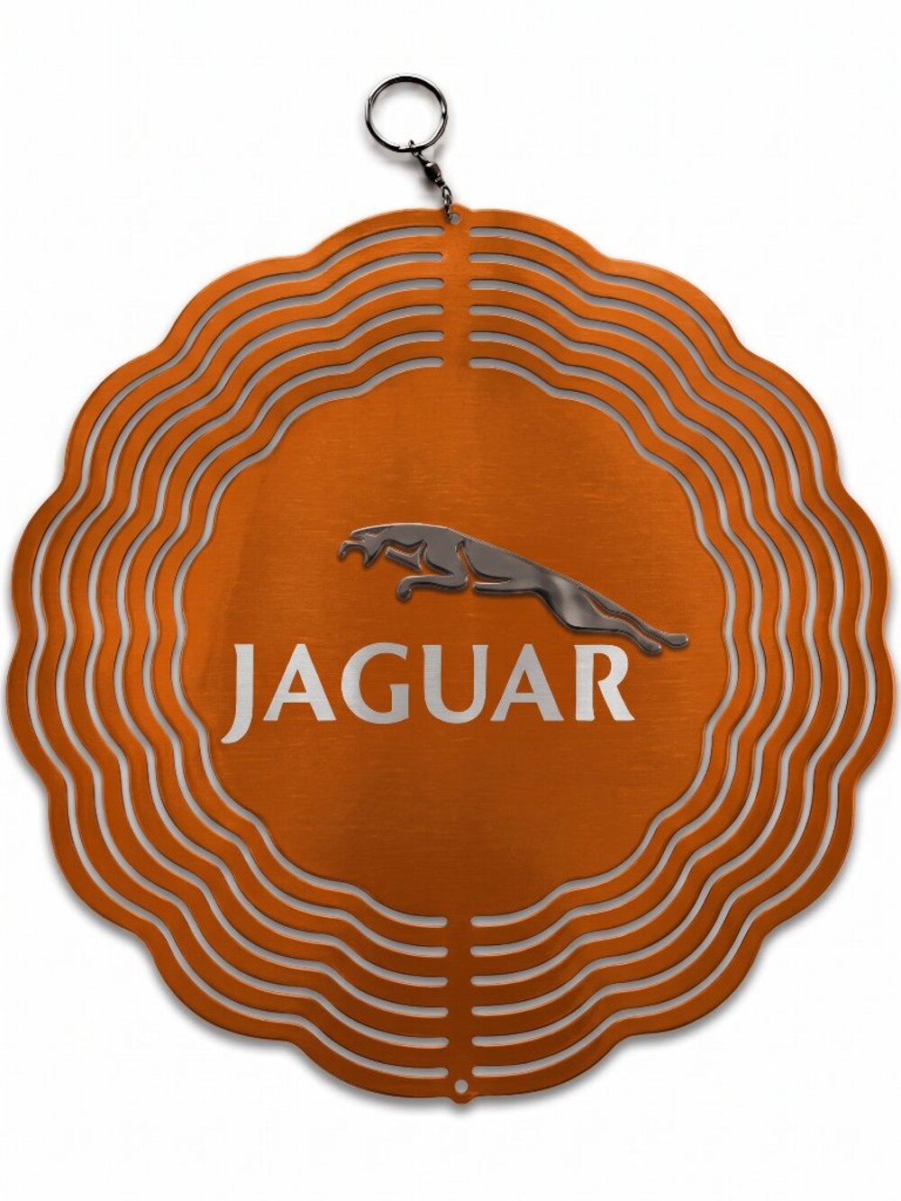 10" Jaguar Leaper Logo Kinetic Wind Spinner - Orange Metal Hanging Yard Decor